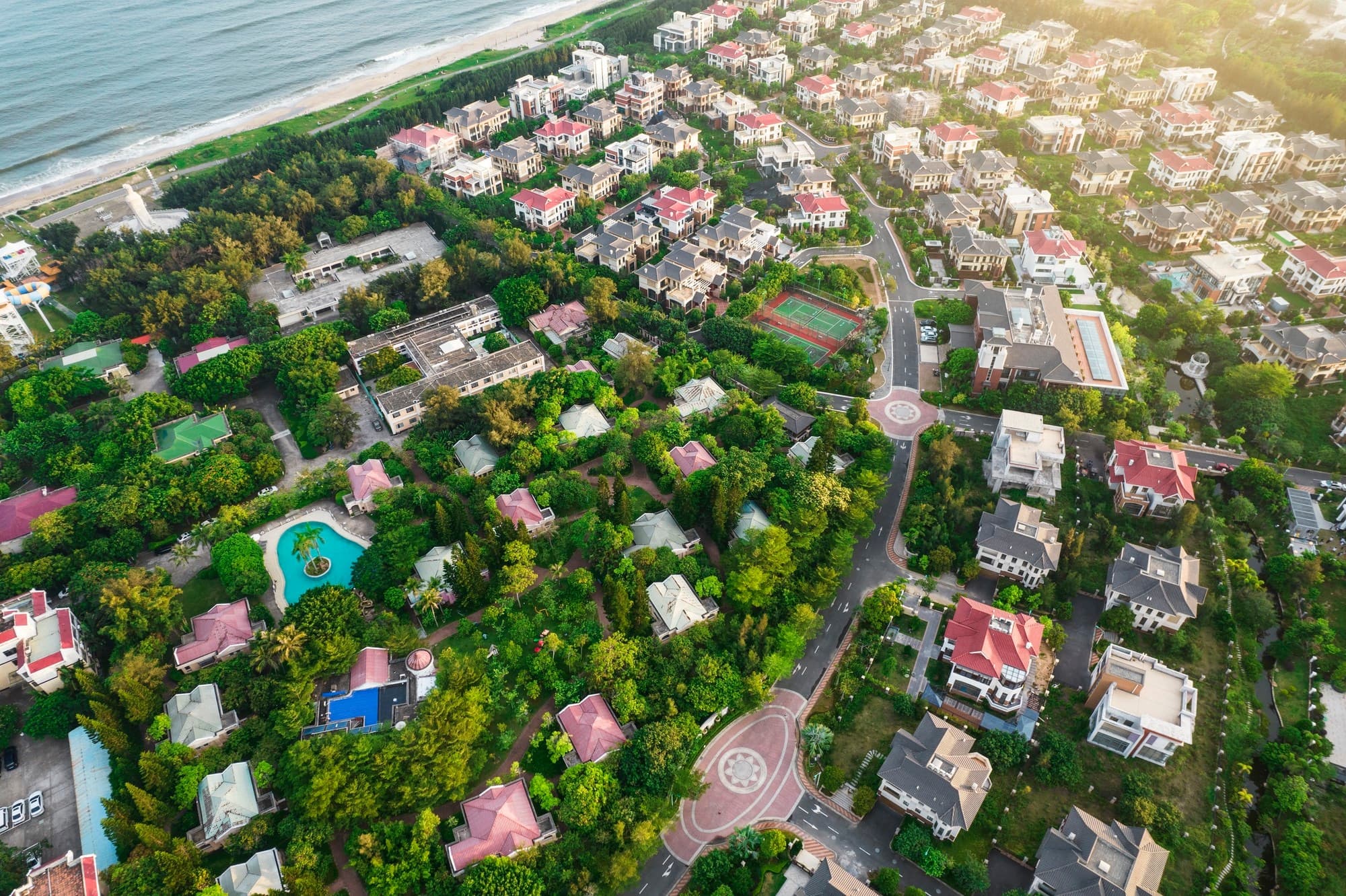 Aerial view of a luxury resort estate