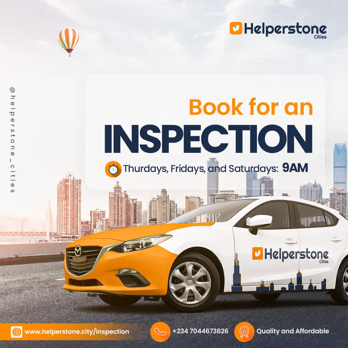 Book an inspection with Helperstone Cities